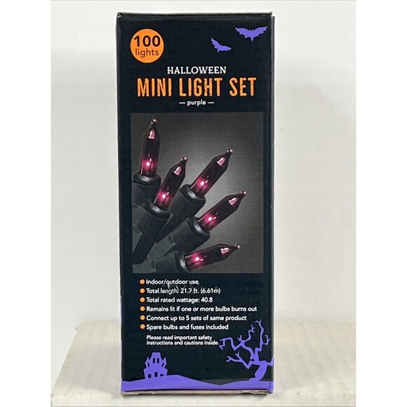 Purple Mini Light Set 100 Lights with Black Cord Indoor Outdoor 20ft UL Cert - Picture 4 of 8